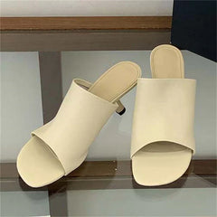 Vintage Square Toe Slippers High Heel