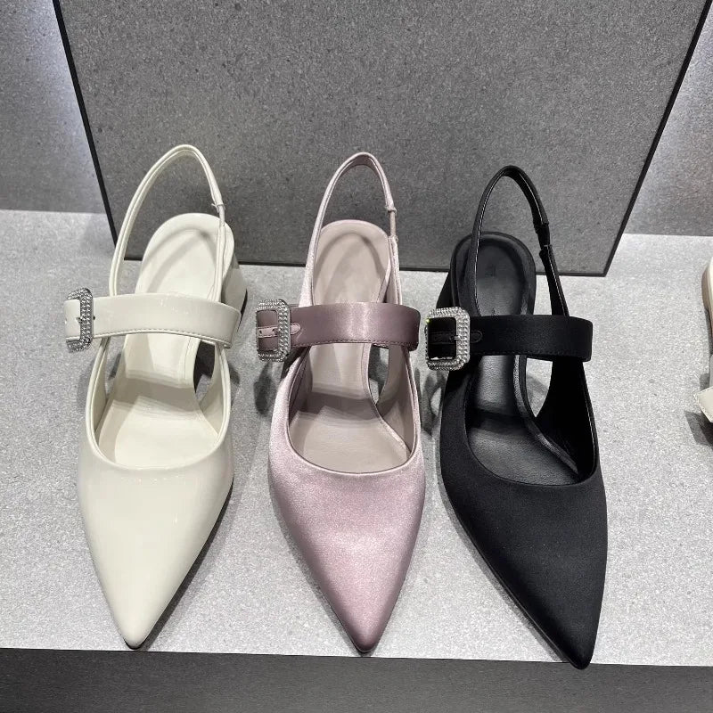Elegant Satin Chunky Heel