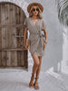 Casual Cross-Border Geometric Pattern Tied Bow V-neck Mini Dress