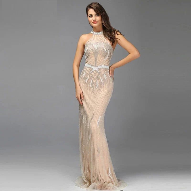 Sleeveless Off Shoulder Beading Evening Dresses