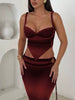 Elegant Strapless Hot Low Neck Irregular Shape Camis+Bandage Cut Out Maxi Dress