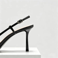 Pointed-Toe Patent Leather Pumps Stylish Ankle-Strap Thin High Heel