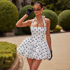 Casual High Waist A-line Ball Gown Sleeveless Halter Neck Mini Dress