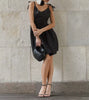 Casual Square Neck Sleeveless Patchwork Folds Spliced Lace Up Mini Dress