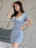 Vintage Elegant Office Sweet Turn-down Collar Slim Mini Vestidos Street Pencil Short Dress