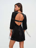 Elegant Sheath Long Sleeved Velvet Hollow Out Backless Mini Dress