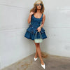Casual Flower Sleeveless Square Collar A-line Party Club Mini Dress
