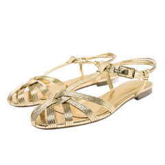 Classic Style Soft Leather Pu Woven Flat Sandals Luxury Designer Gladiator Sandals Comfortable Shoes