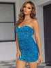 Elegant Sleeveless Hottie Strapless Sequin zipper Mini Dress