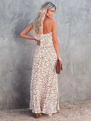 Print Long  Bohemian Strapless Maxi Dress