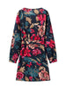 Chic Long Sleeve V-Neck Floral Print Bow Tied Sashes Slim Mini Dress