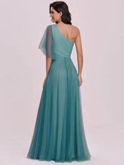 Prom Polyester One-Shoulder A-Line Maxi Party Dresses