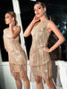 Luxury Backless One Shoulder Bodycon Formal Prom Fringed Sequin Dress