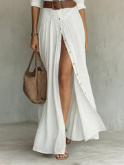 Women's Long Maxi Dress with Notched Collar and Long Sleeves
