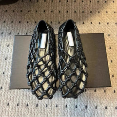 Luxury Brand Designer Flat Sandals for Woven Hollow Loafers Comfort Beach Casual Shoe Zapatos De Mujer