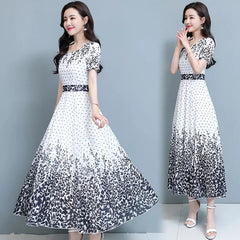 Elegant O-neck Dress Retro Beach Party Dress