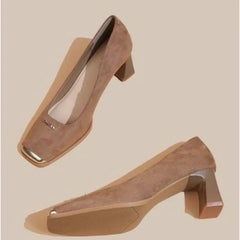 Leopard Print Buckle Pumps Square Toe Stripper Party Concise Splice Ladies Shoes
