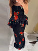 Printed Layered Top Pleated Camisole Waist Cinched Vest Straight Half Skirts Street Party Suit