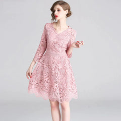 Elegant Lace Vintage Designer Vestidos Office Party Short Robe