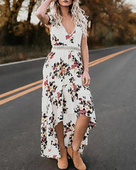 Open Back V-Neckline Maxi Dress