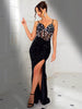 Elegant Sleeveless Backless Hollow Out  Acrylic Sequins Evening Party Maxi Gown
