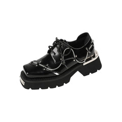 Luxury Metal Chain Decoration Chunky Heel