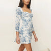 Casual Square Neck Long Sleeve High Waist Lace Up Slimming Mini Dresses
