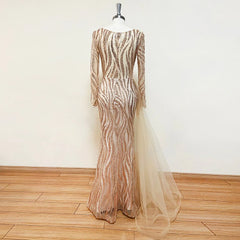 Elegant Beads Sequin Evening Night Mermaid Dress