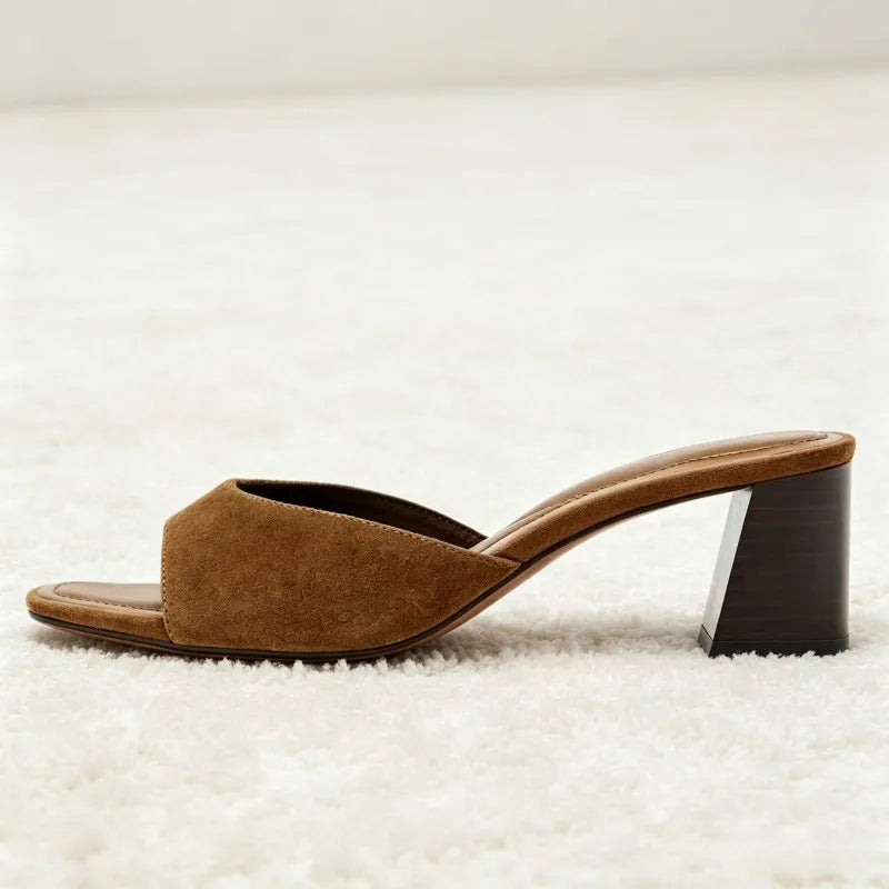 Comfortable Faux Suede Brown Heel