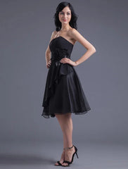 Bridesmaid Dress Strapless Backless Flowers Chiffon Dress