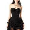Elegant Strapless Sleeveless Top High Waist Patchwork Ruffles Fold Skirt Two Piece Sets