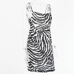 Spaghetti Strap Zebra Print Dress