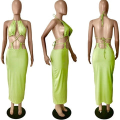 Backless Draped Hollow Night Party Dress