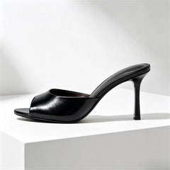 Peep Toe Soft Leather Slippers Elegant High Heel