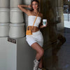 Elegant Slash Neck Knit Top Two Piece Sleeveless Backless Top Set