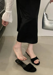 High Quality Satin Shallow Sandals Pointed Toe Wedge Designer Brand Slide Sandals Open Toe Beach Shoes