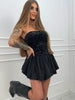 Elegant Sequin Patchwork Ruched Sleeveless Strapless Mini Dress