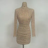 Luxury Glitter Beaded Sequins Party Pleated Bodycon Mini Dress