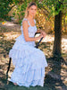 Casual Backless Spaghetti Strap Square Collar Sleeveless Ruffled Maxi Dress