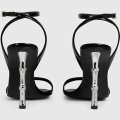 Black Round Toe Ankle Buckle High Heel