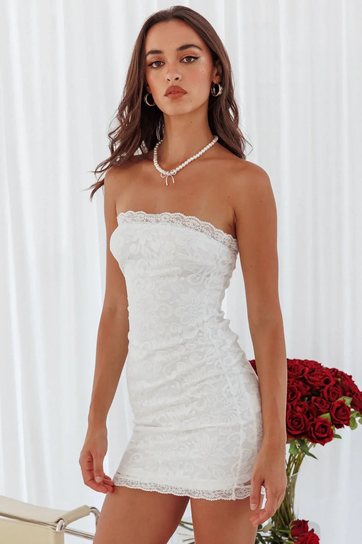 Must Be Love Lace Mini Dress White