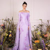 Elegant Strapless Off Shoulder RUFFLES 3D Flowers with Cape Sleeves Evening Dress