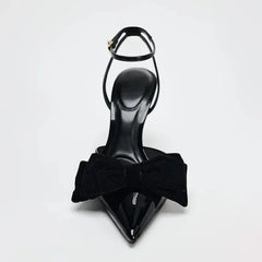 Elegant Bow Designer Black High Heel