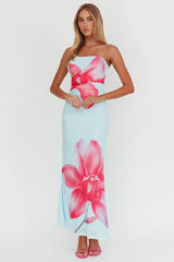 Truth Be Told Strapless Maxi Dress Blue