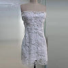 Elegant Lace Embroidered Strapless Sleeveless Slim Mini Dress