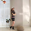 Vintage Pullover Stripe Sheath Elastic Knitted Bodycon Mini Dress