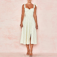 Vesitidos Spaghetti Strap Bow Midi Celebrity Dresses