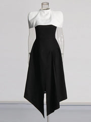 Elegant Square Collar Sleeveless High Waist Pleated Evening Dresses