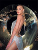 Elegant See Through Shining Sequined Split Irregular Rhinestone Mini Dress