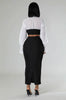 Casual V-Neck Full Sleeve Shirt and Split Long Skirt Suit Night Club Party Two Piece Sets